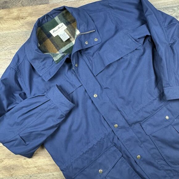 Eddie Bauer Jacket Men Medium Blue‎ Mountain Parka Wool Lined READ - Picture 1 of 10